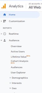 Google Analytics Navigation Bar
